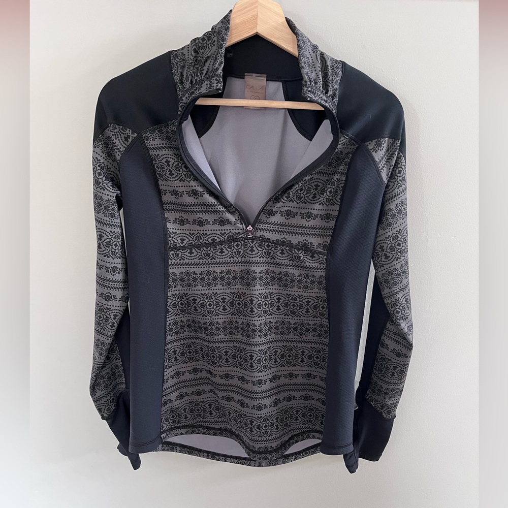 CALIA Carrie Underwood Quarter Zip Pullover Black‎ Gray Athletic Top